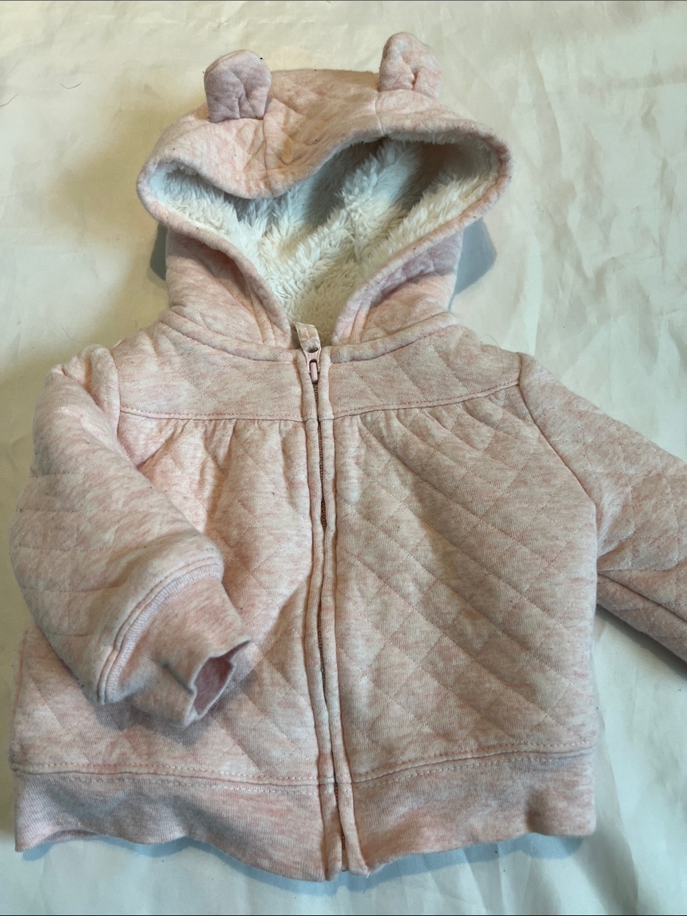 “Bundle 10/$13” carters 0-3M Soft Quilted Pink Hooded Baby girl Jacket sweater